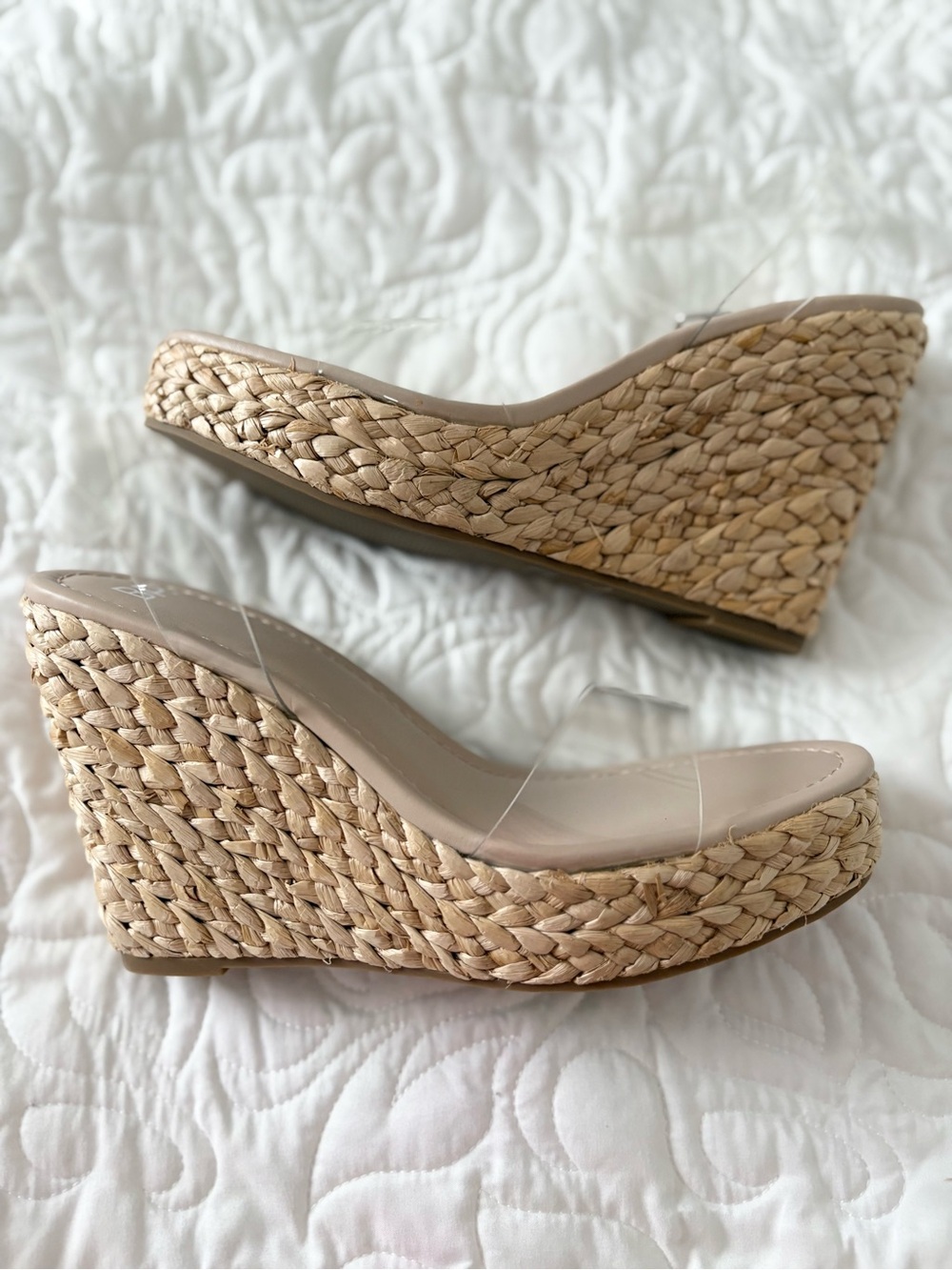 BP Ginny Espadrille Clear-Strap Ankle Strap Wedge Sandal